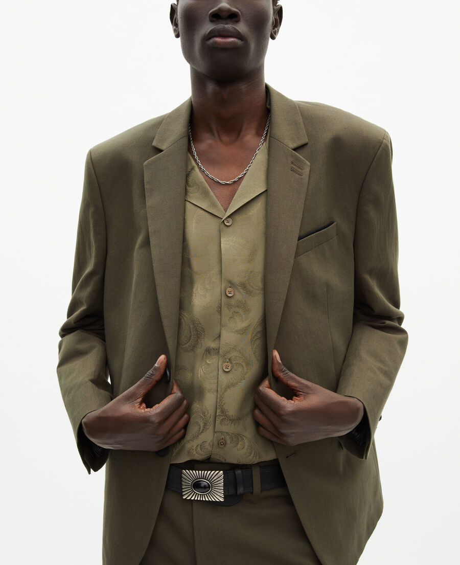 The Kooples MEN KAKI khaki cotton - linen suit jacket