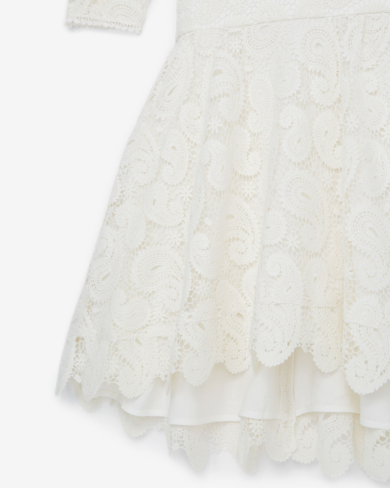 The Kooples MUJER ECRU vestido corto encaje blanco crudo volantes