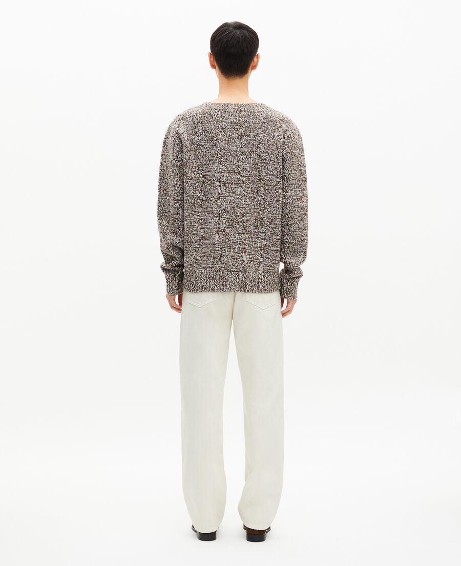 The Kooples HERREN BEIGE-BROWN mouliné-pullover in beige und weiß