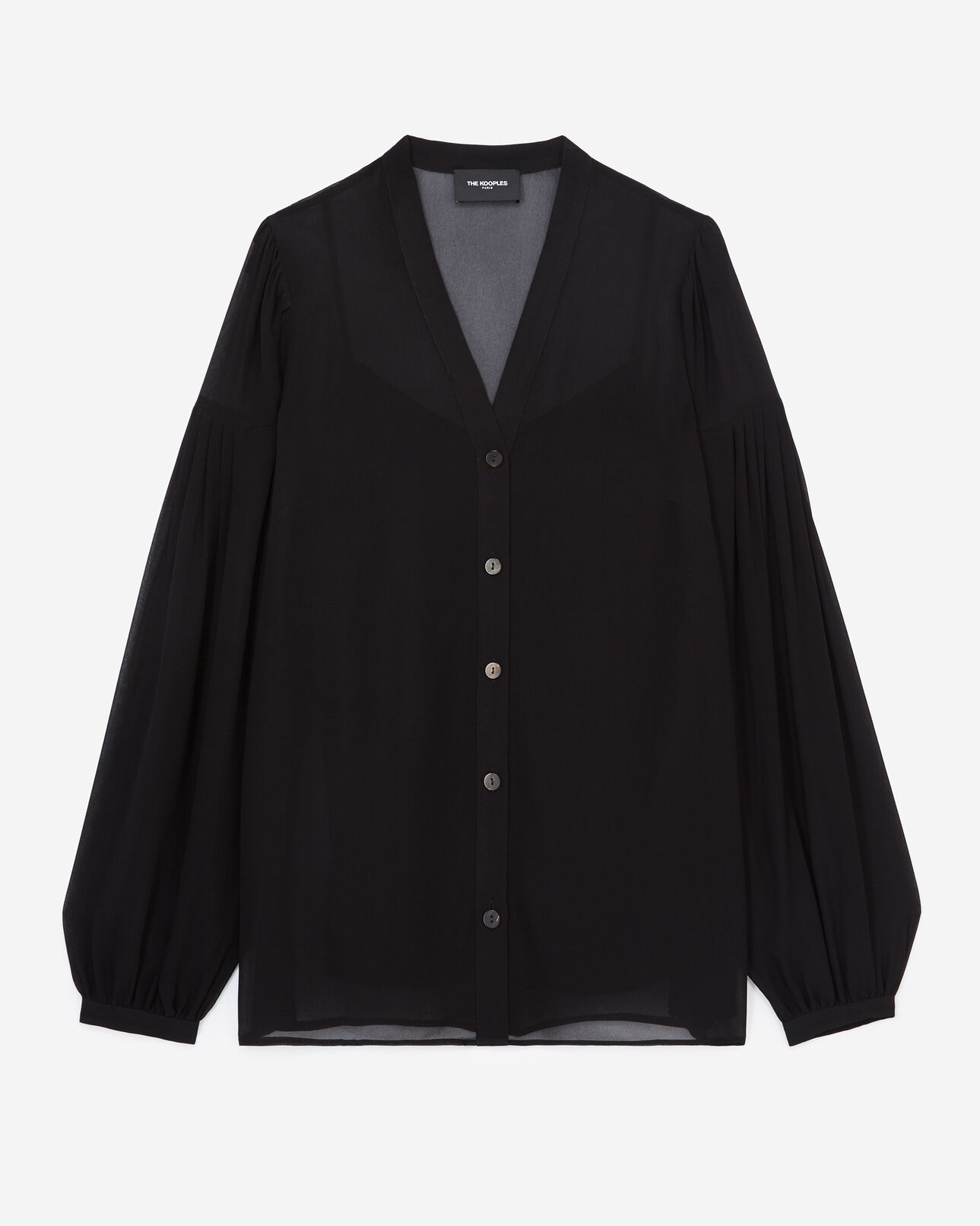 The Kooples DAMEN BLACK hemd schwarz fließend v-ausschnitt geknöpft