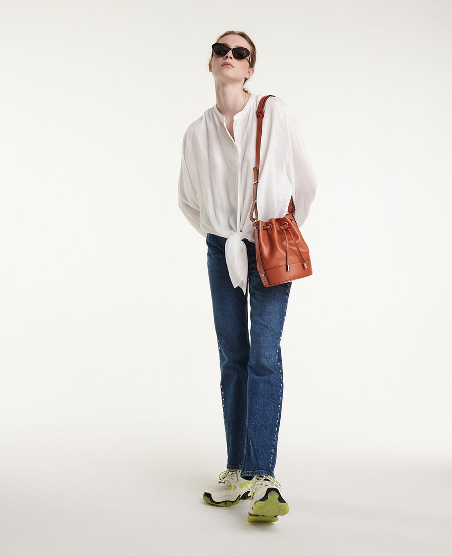 roomy flowing knotted ecru top