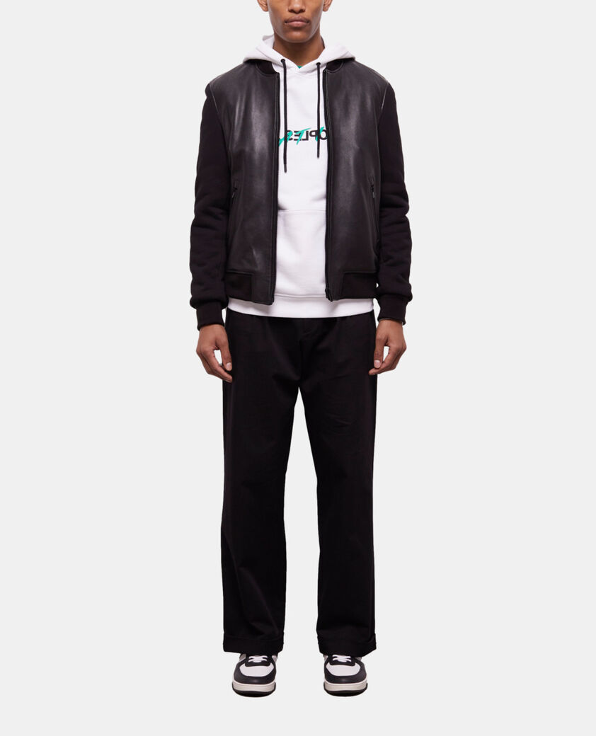 The Kooples HOMME BLACK blouson détails cuir noir