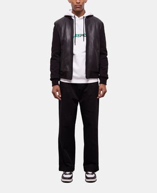 The Kooples HOMME BLACK blouson détails cuir noir