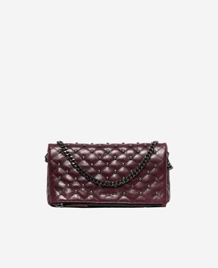 The Kooples WOMEN BURGUNDY heritage small clutch bag in burgundy leather
