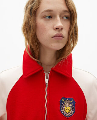 The Kooples WOMEN RED / WHITE red wool and leather jacket