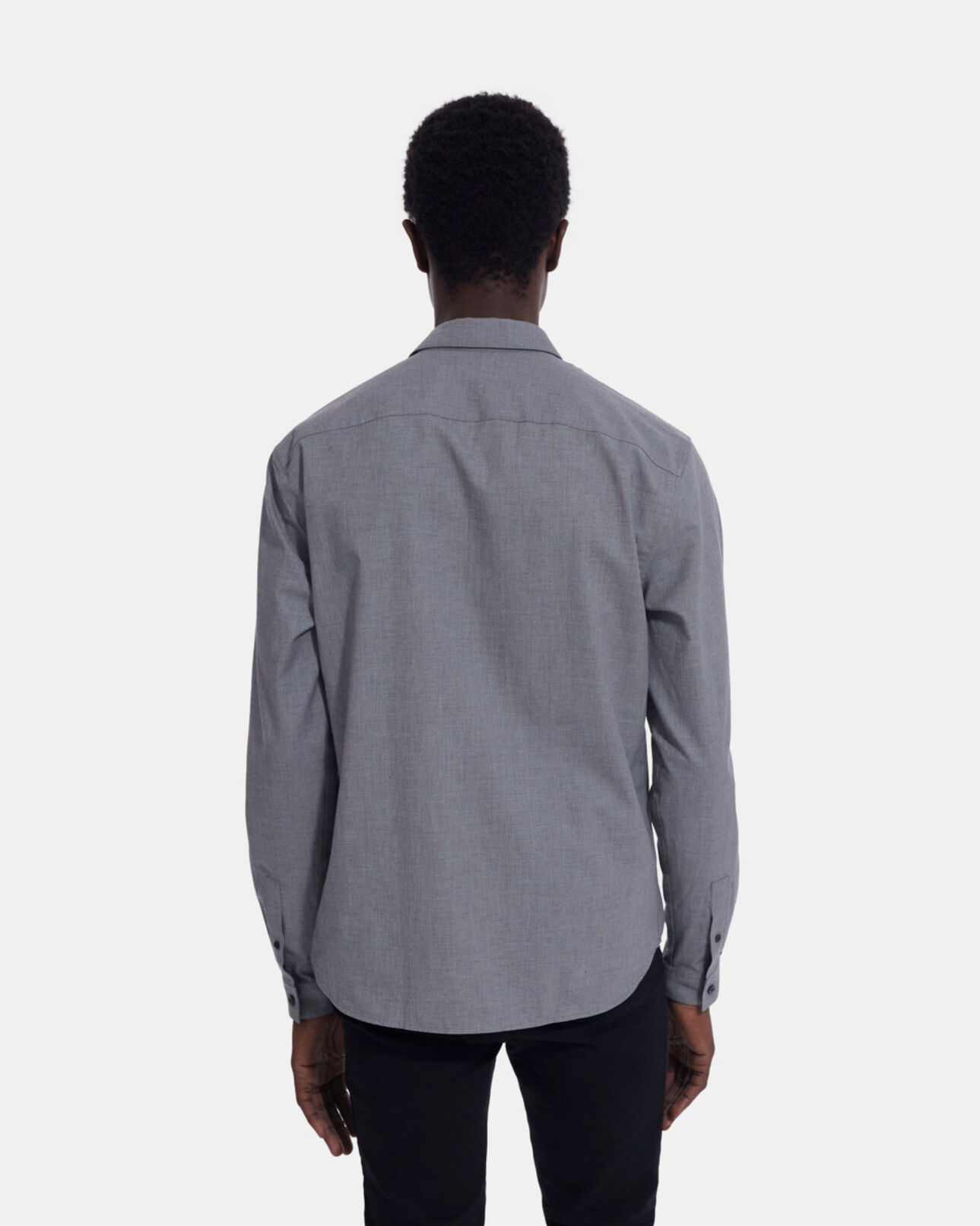The Kooples MEN GREY check shirt with classic collar