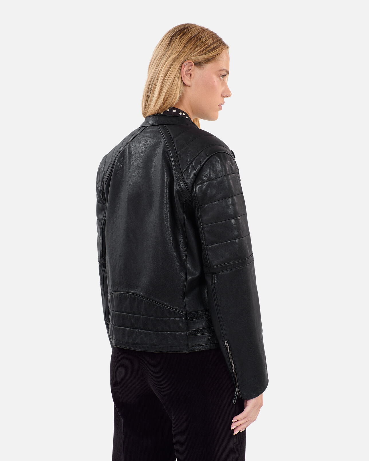 The Kooples WOMEN BLACK black leather biker jacket