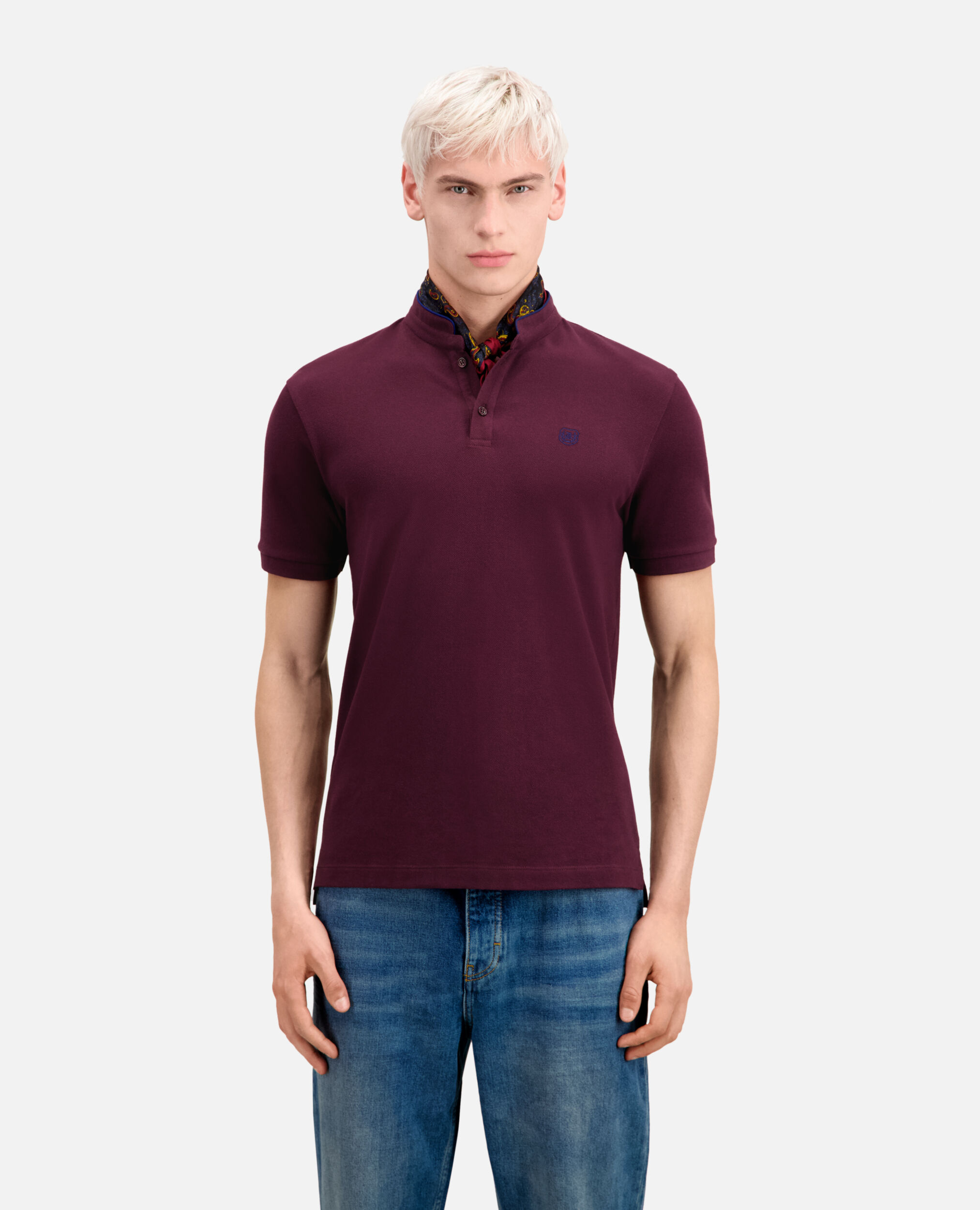 Burgundy cotton polo t-shirt, BORDEAUX, hi-res image number null