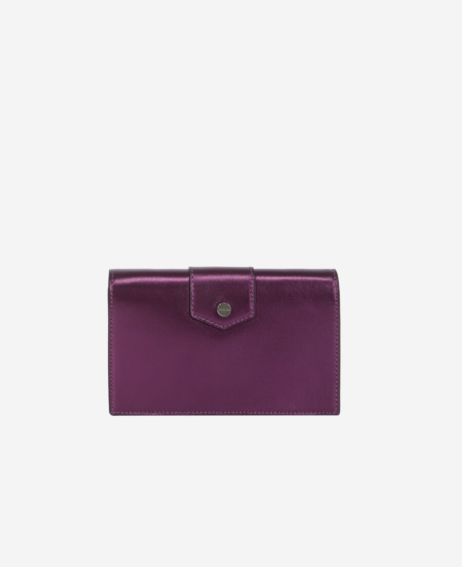 small emily clutch bag in purple leather