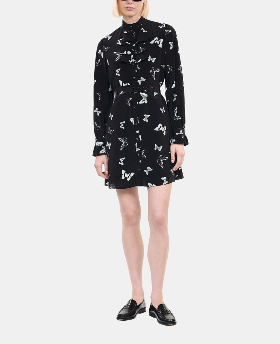 The Kooples FEMME BLACK WHITE robe courte imprimée papillons