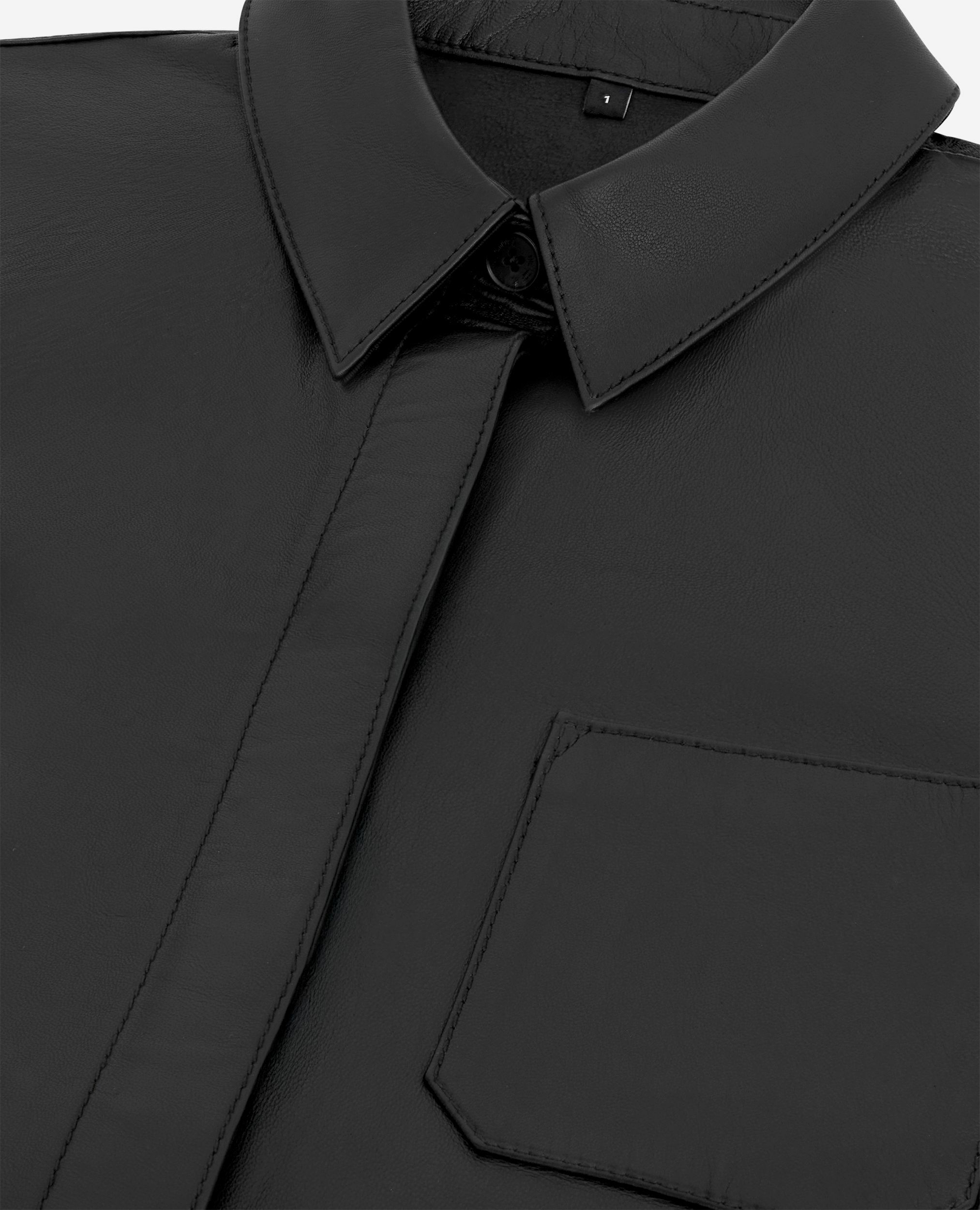 Chemise en cuir noire, BLACK, hi-res image number null