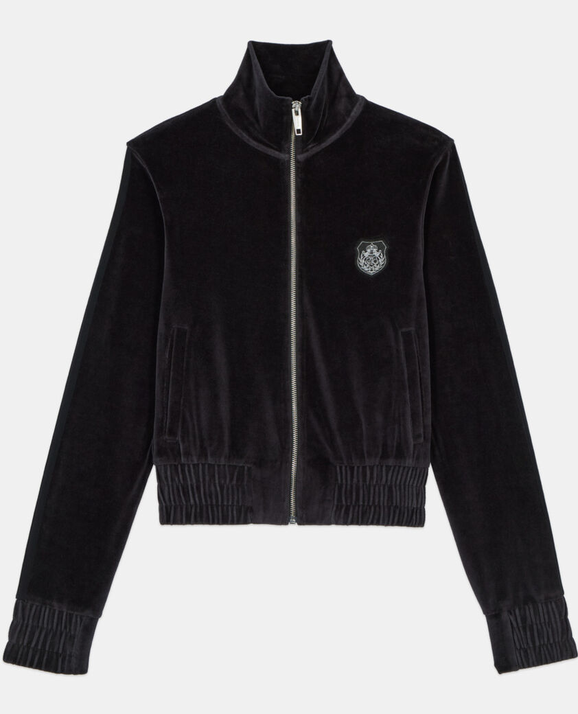 The Kooples WOMEN BLACK black velvet logo sweatshirt