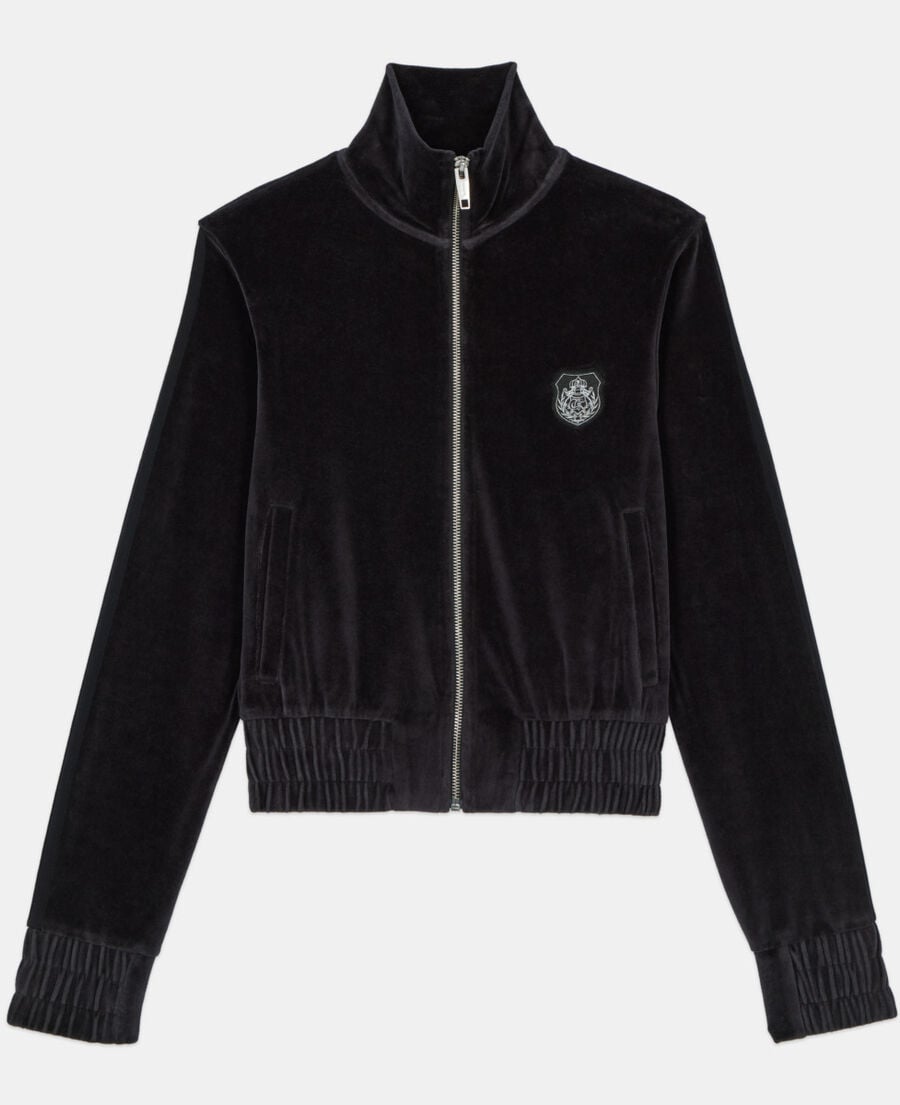 The Kooples FEMME BLACK sweatshirt logo en velours noir