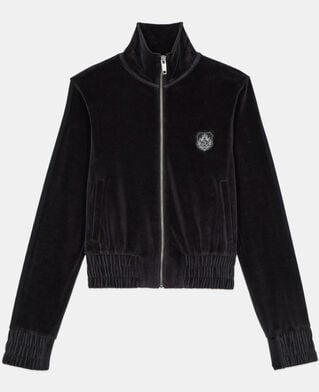 The Kooples FEMME BLACK sweatshirt logo en velours noir