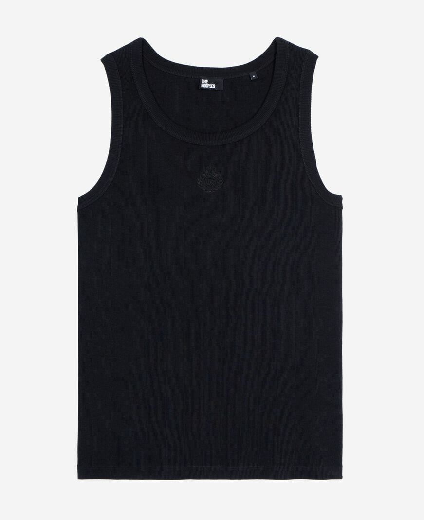 The Kooples HERREN BLACK WASHED tanktop mit stickerei wappen schwarz