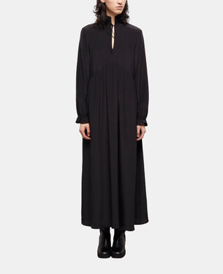 The Kooples WOMEN BLACK long black silk dress