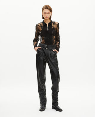 The Kooples WOMEN BLACK straight-leg leather pants
