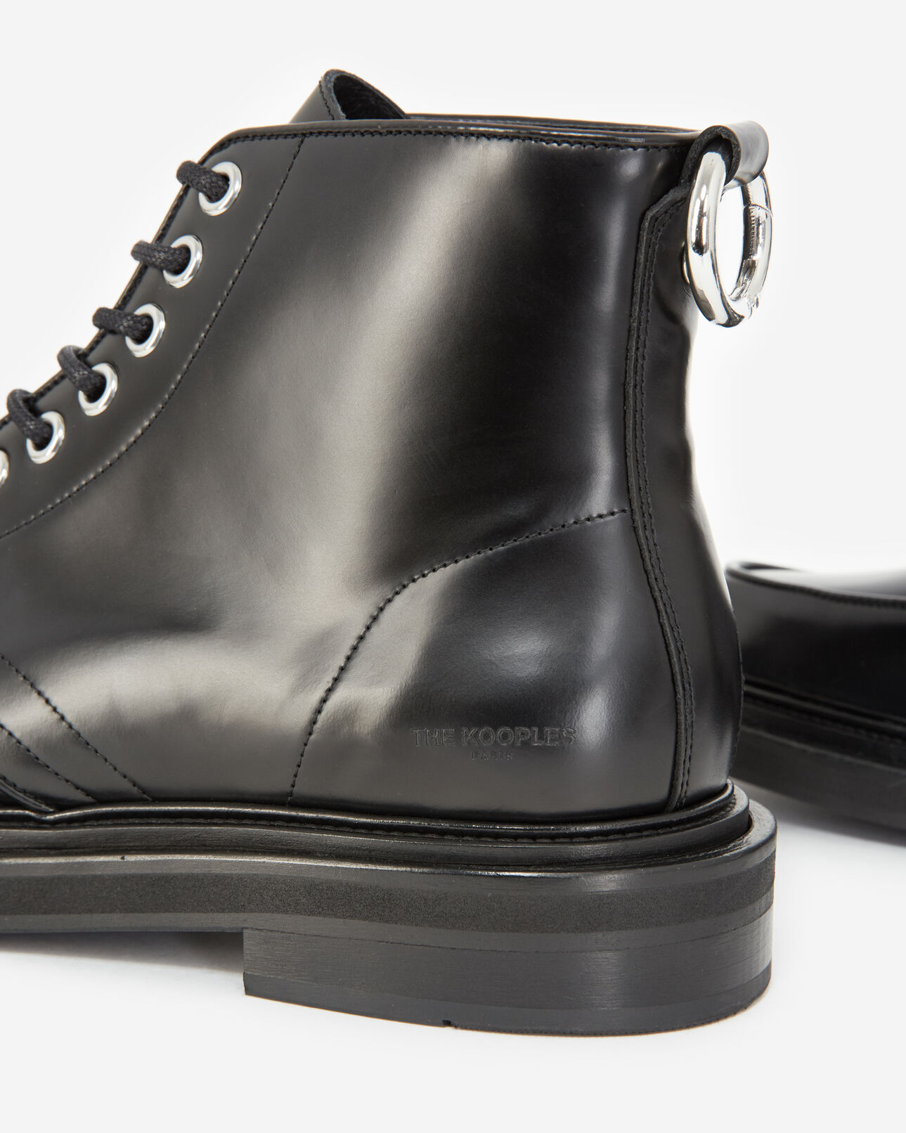 The Kooples MEN BLACK lace-up black boots in leather