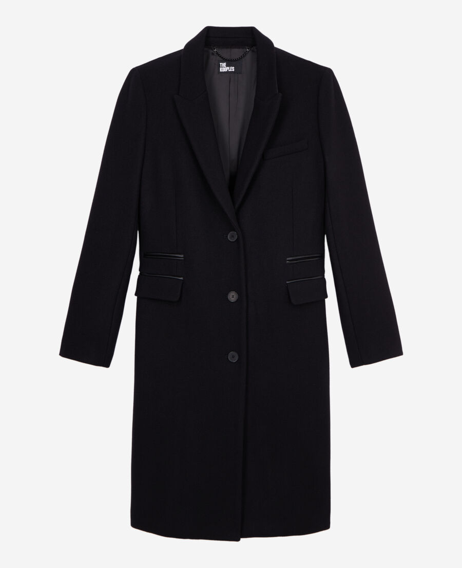 abrigo largo negro mezcla lana