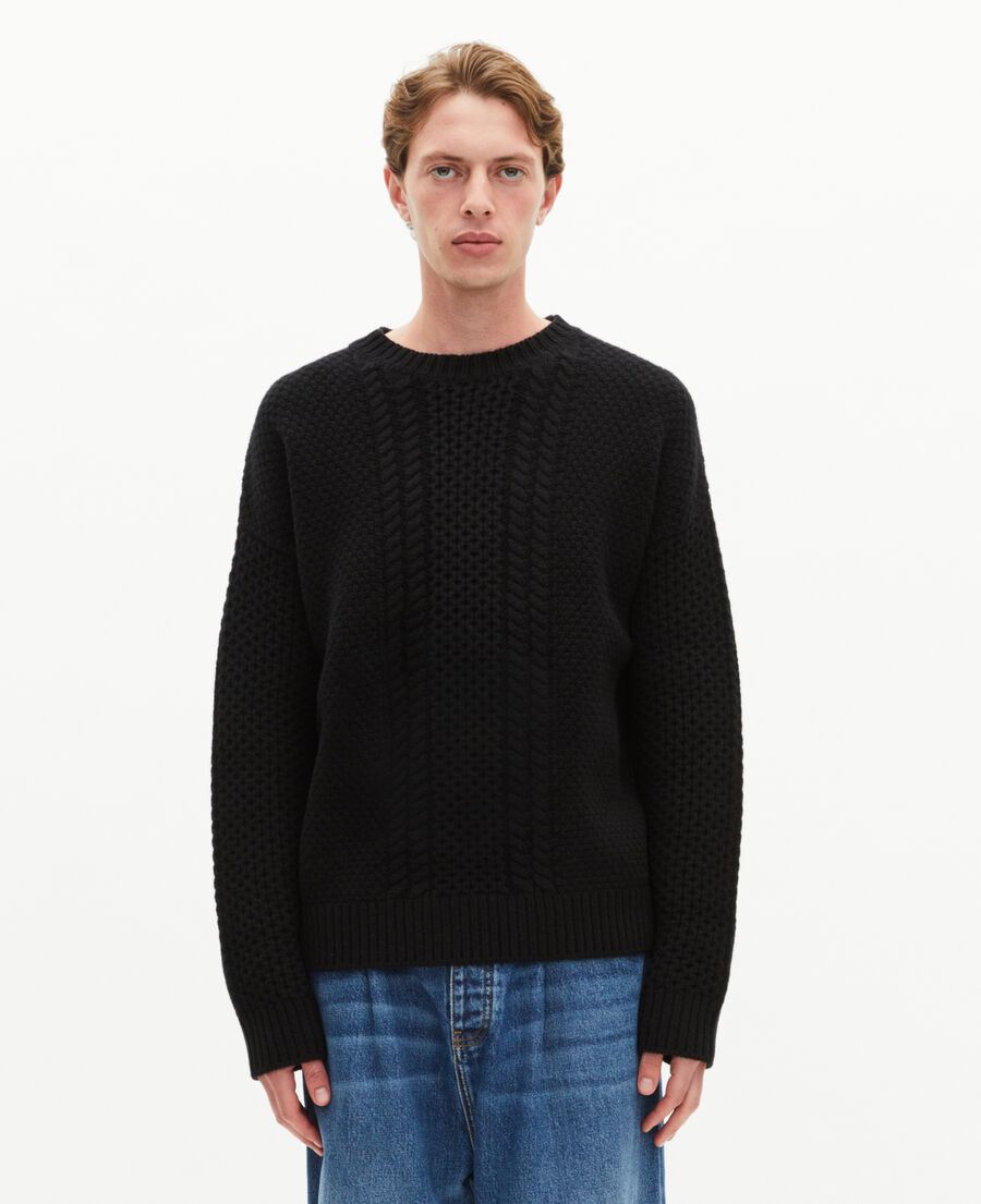 The Kooples HOMME BLACK pull torsadé en laine noir