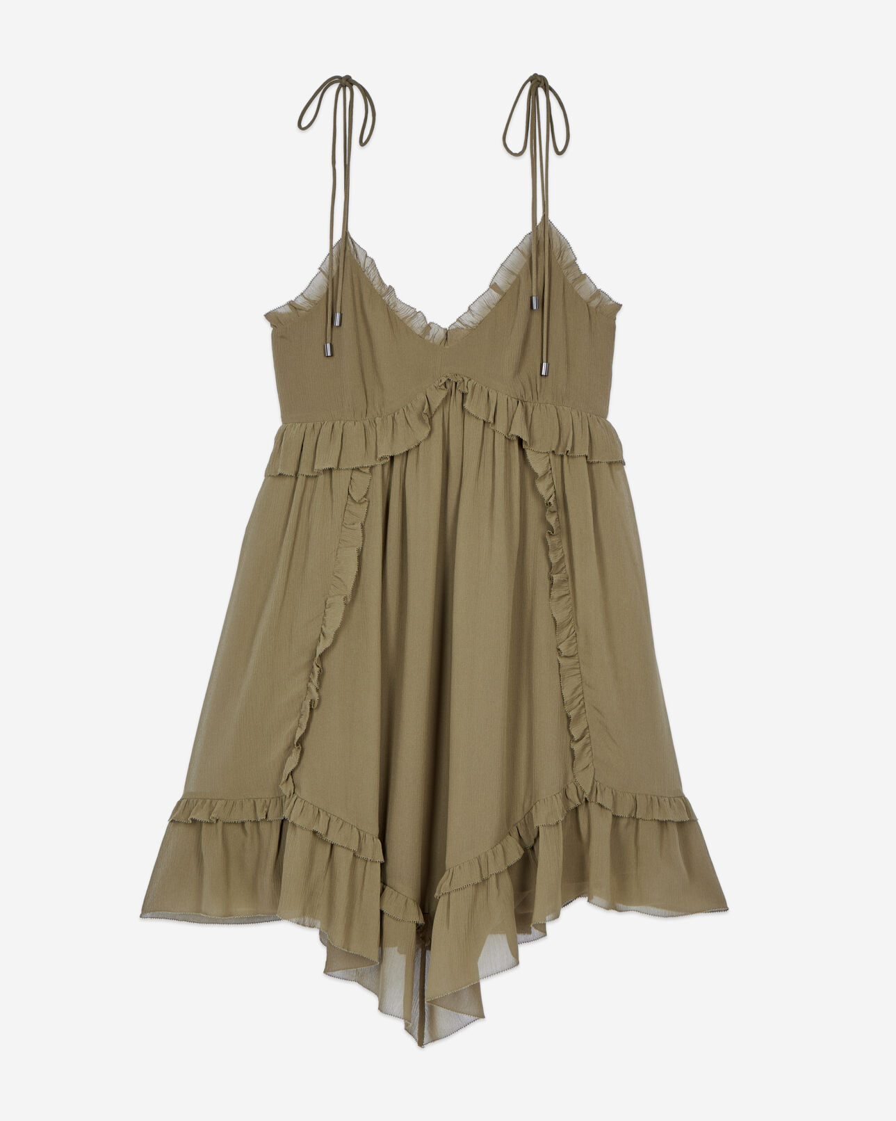 The Kooples WOMEN KAKI short khaki silk dress