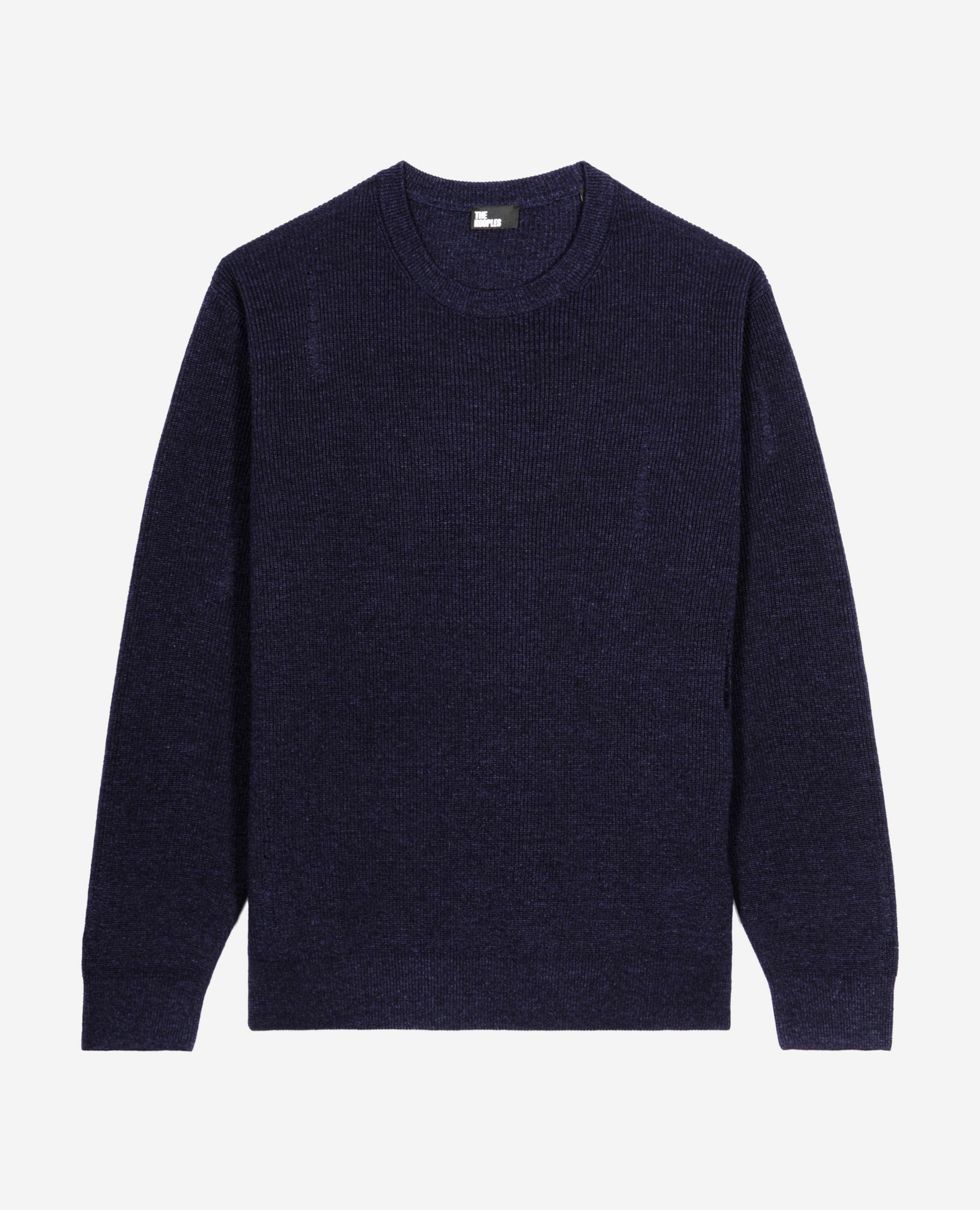 Wool and linen navy sweater, NAVY, hi-res image number null