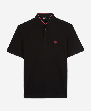 The Kooples H NOIR ROSE black pique cotton polo t-shirt