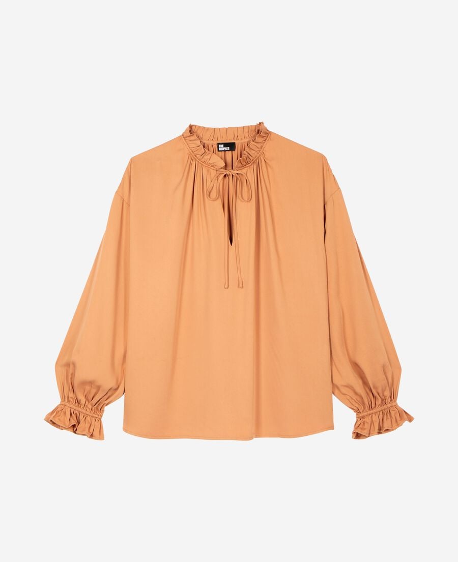 The Kooples DAMEN CAMEL bluse mit r&uuml;schen dunkelorange