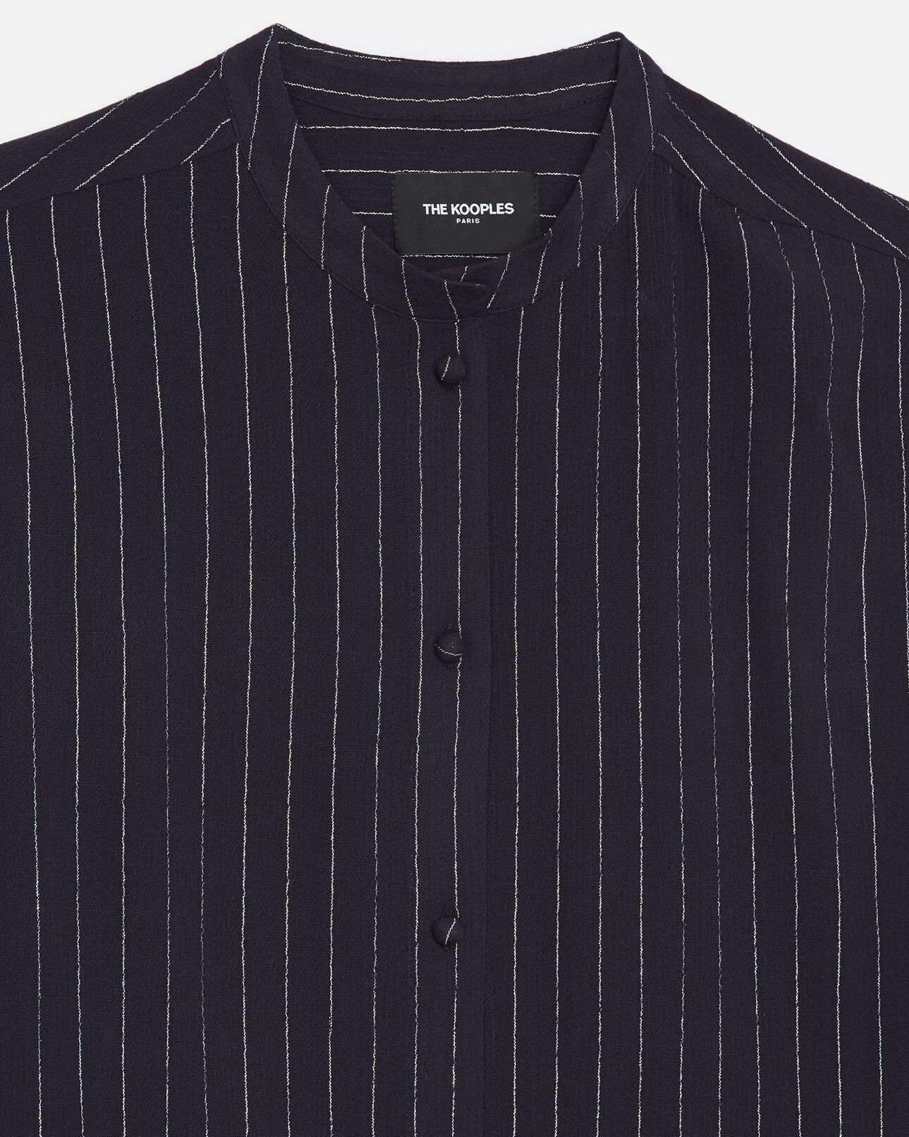 The Kooples WOMEN NAVY / SILVER flowing navy blue top with silver stripes