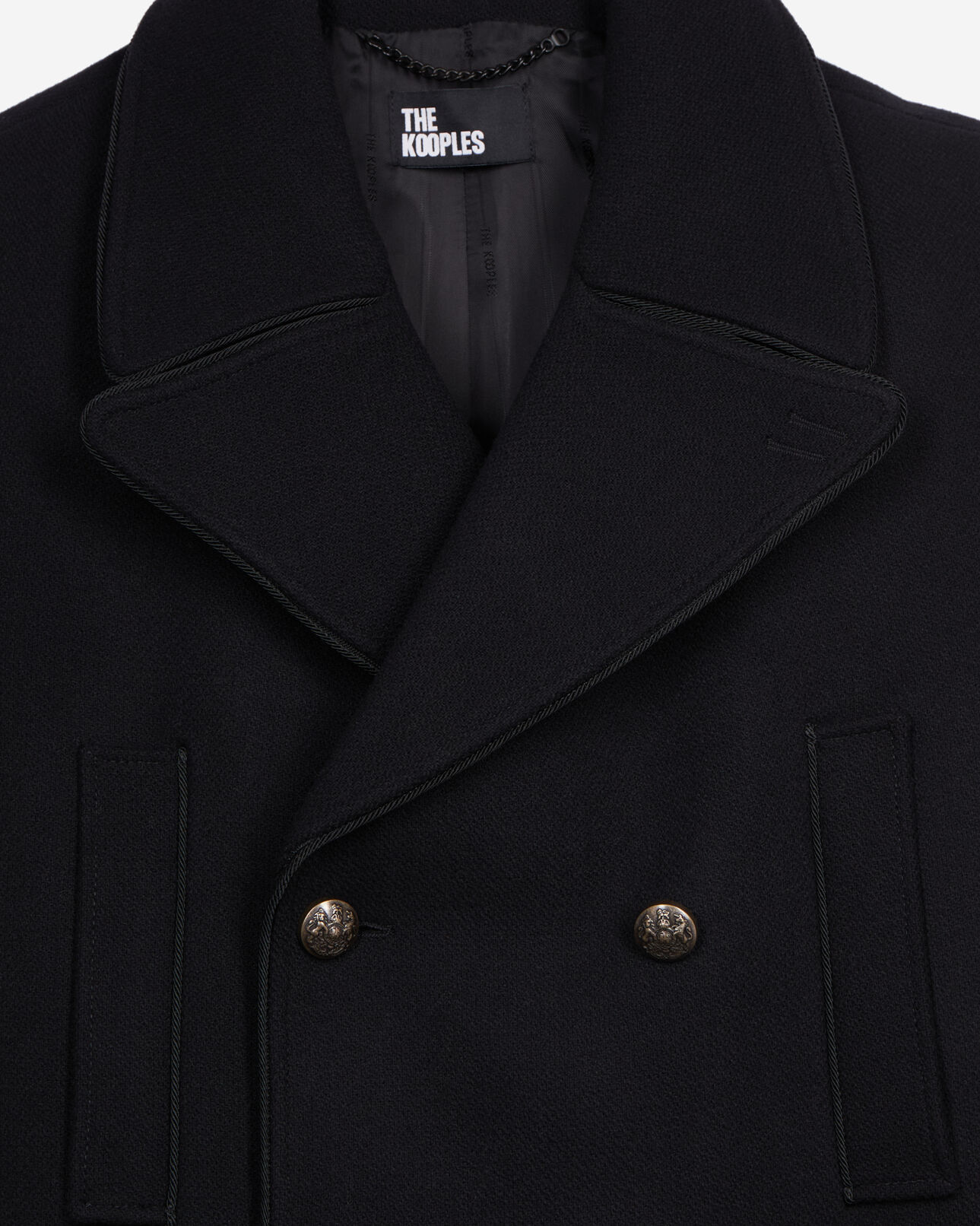 The Kooples MEN BLACK long black wool blend coat