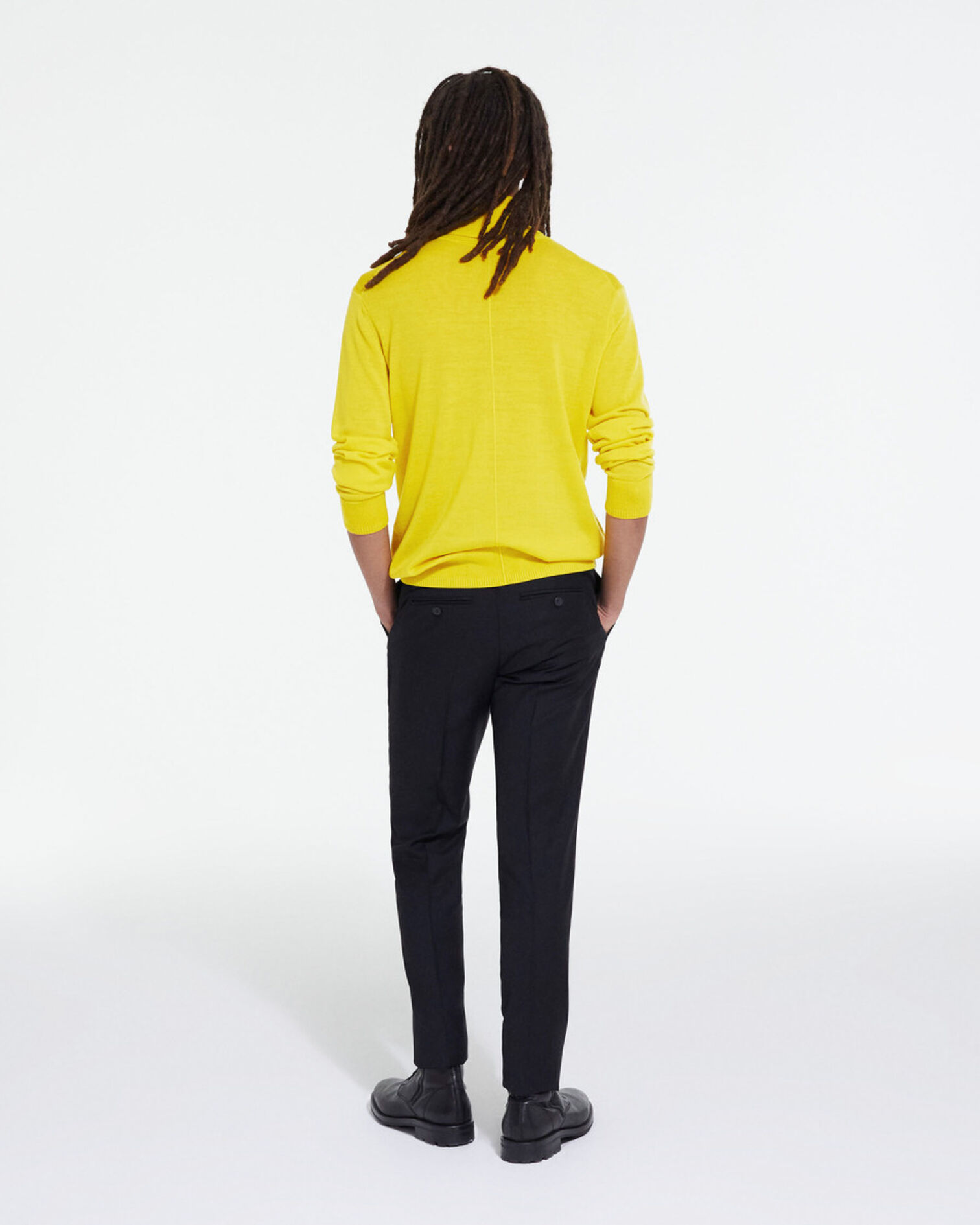 Yellow merino wool sweater, YELLOW, hi-res image number null