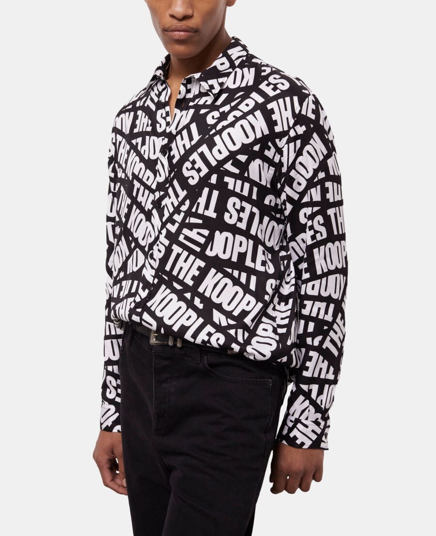 The Kooples H BLACK WHITE casual shirt with tape logo