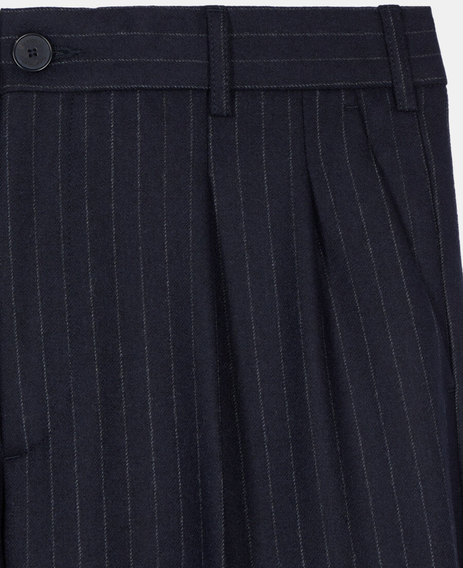 The Kooples H DARK NAVY navy blue striped wide-leg trousers