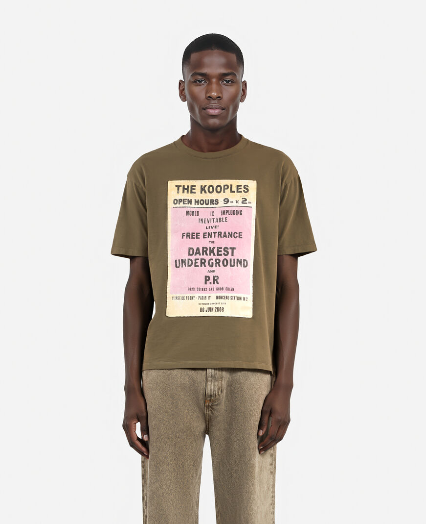 The Kooples HOMME OLIVE KAKI t-shirt avec sérigraphie kaki