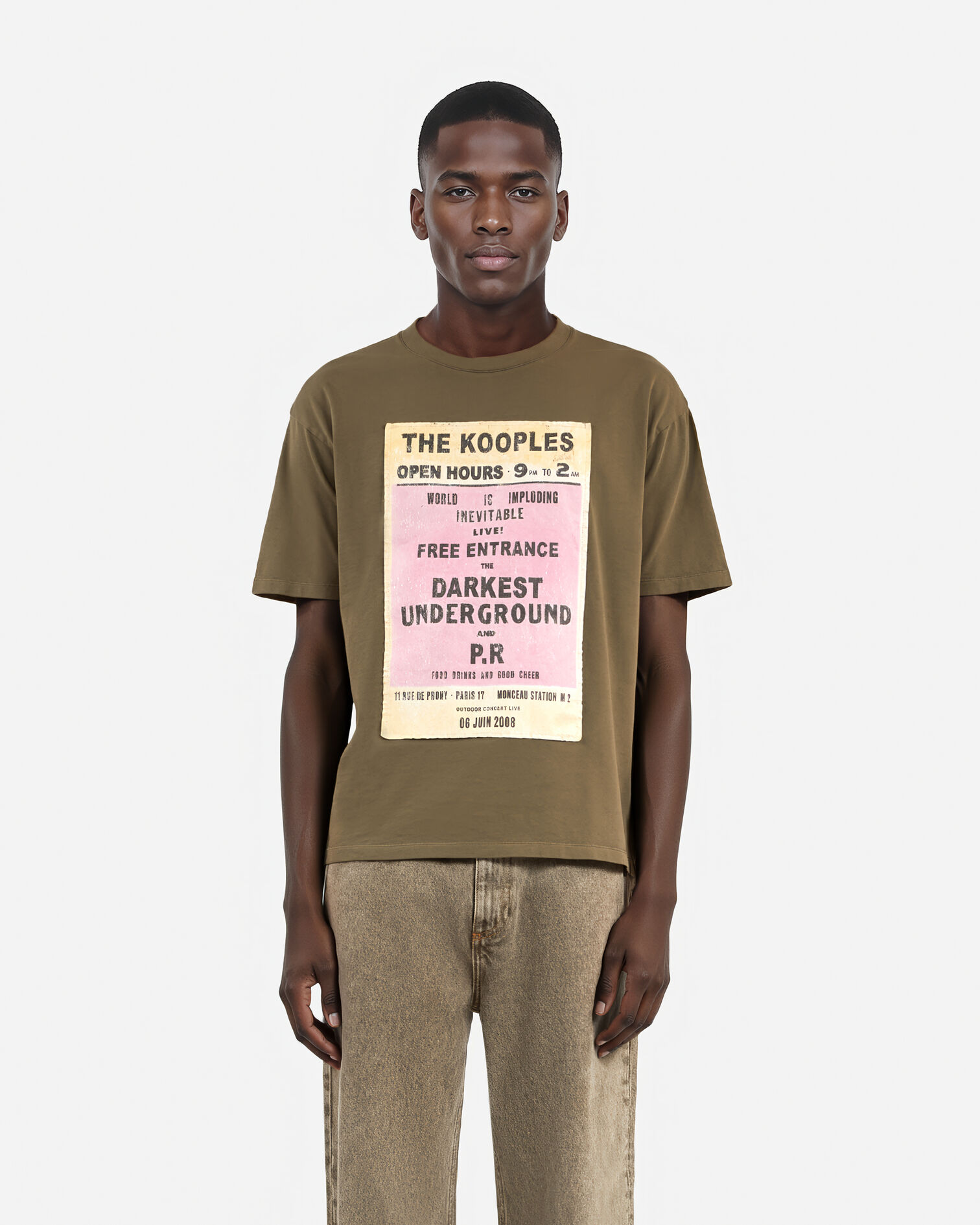 T-shirt avec sérigraphie kaki, OLIVE KAKI, hi-res image number null