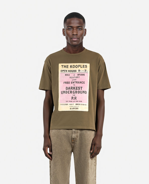 The Kooples MEN OLIVE KAKI t-shirt with khaki screen print