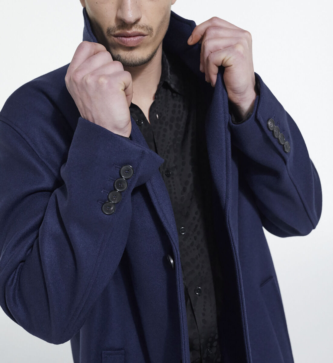 Navy blue wool coat The Kooples US