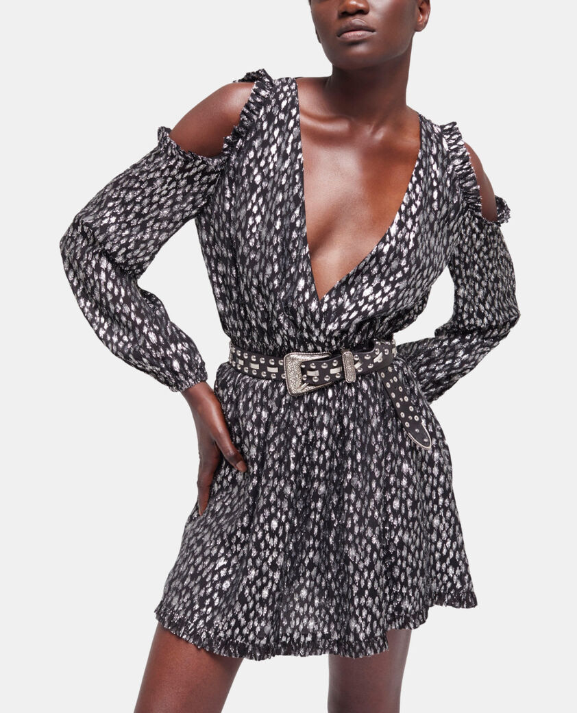 The Kooples WOMEN ANTIC SILVER leopard-print short dress