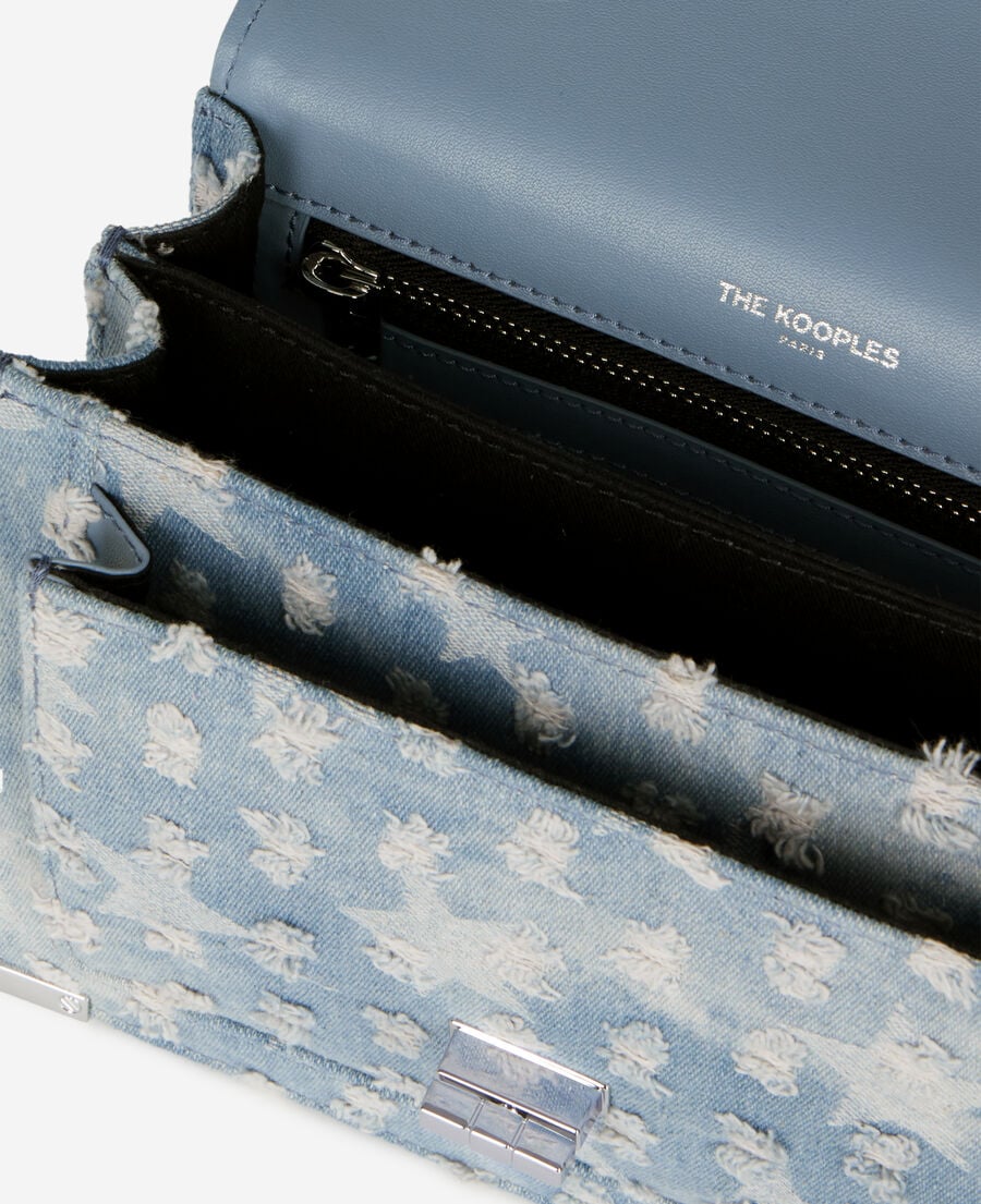 The Kooples WOMEN BLUE DENIM small emily blue denim bag with stars