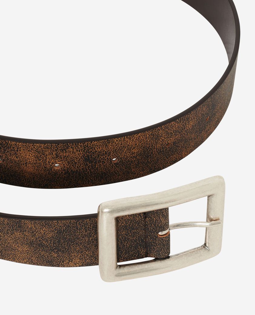 The Kooples MEN BROWN brown vintage-effect belt