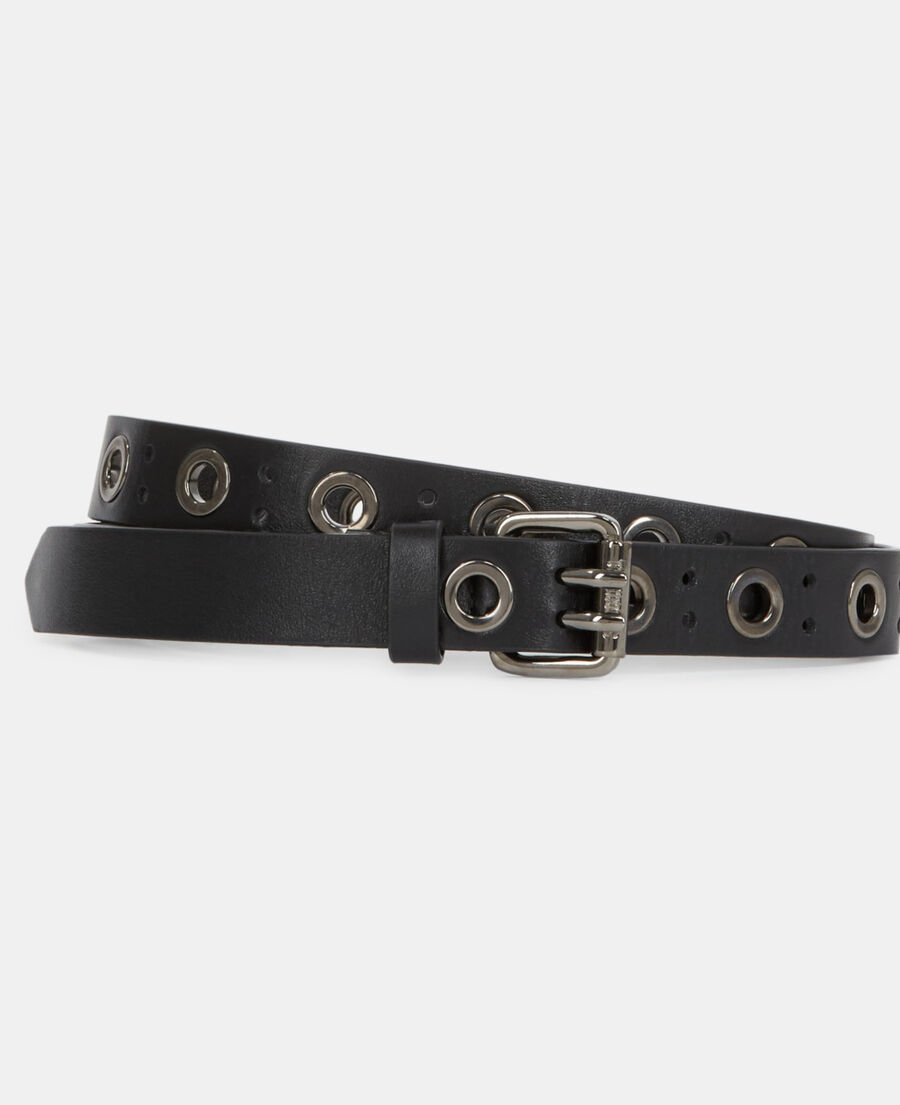 The Kooples WOMEN BLACK black leather belt