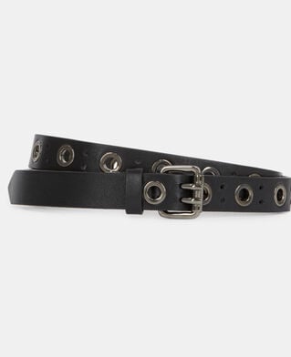 The Kooples WOMEN BLACK black leather belt