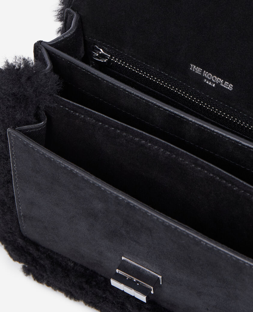 The Kooples WOMEN BLACK emily small black suede leather bag