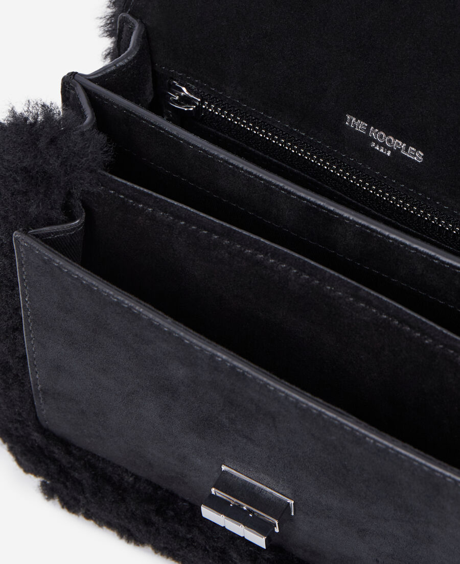 The Kooples WOMEN BLACK emily small black suede leather bag