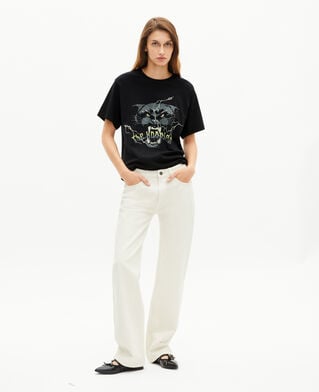 The Kooples F BLACK WASHED t-shirt with black rhinestone screen print