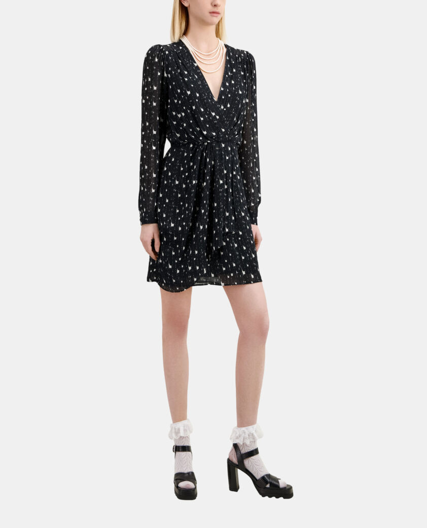 The Kooples FEMME BLACK WHITE robe courte imprim&eacute;e