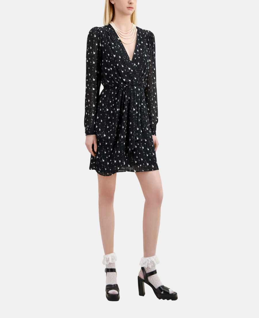 The Kooples FEMME BLACK WHITE robe courte imprim&eacute;e