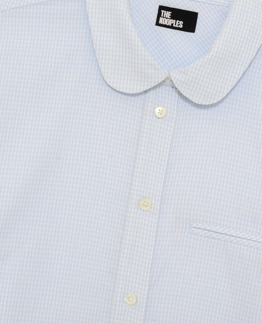 The Kooples WOMEN BLUE WHITE light blue micro check shirt