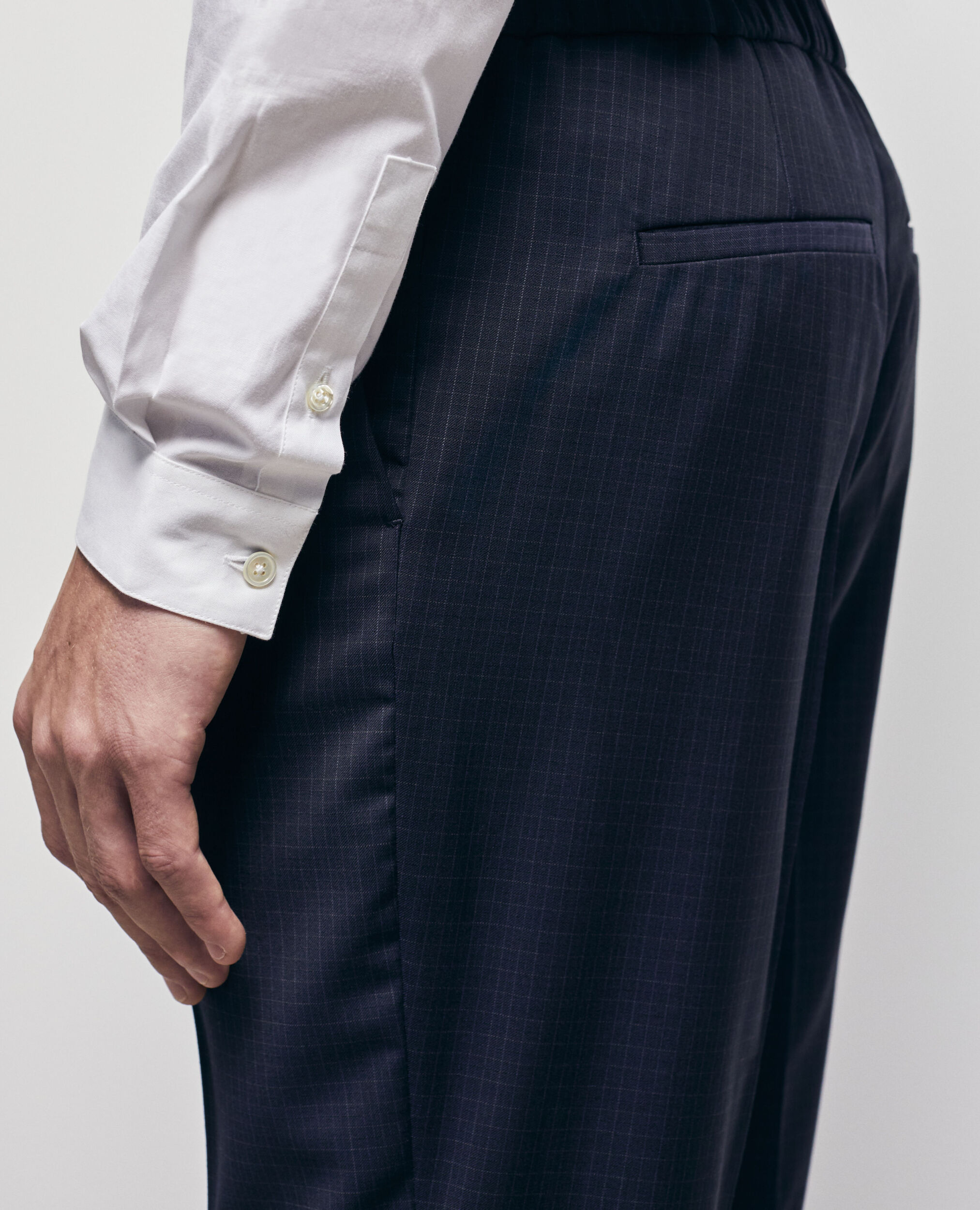 Wool suit pants with check motif, NAVY / WHITE, hi-res image number null