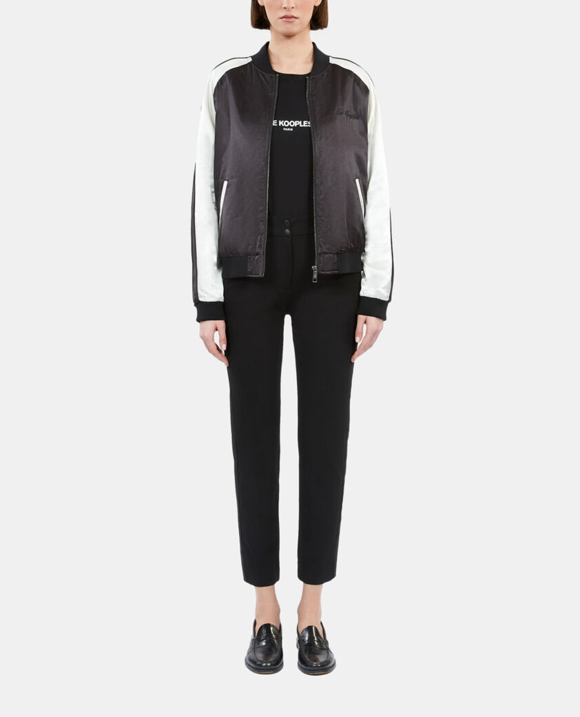 The Kooples WOMEN BLACK black and white satin jacket with dragon embroidery